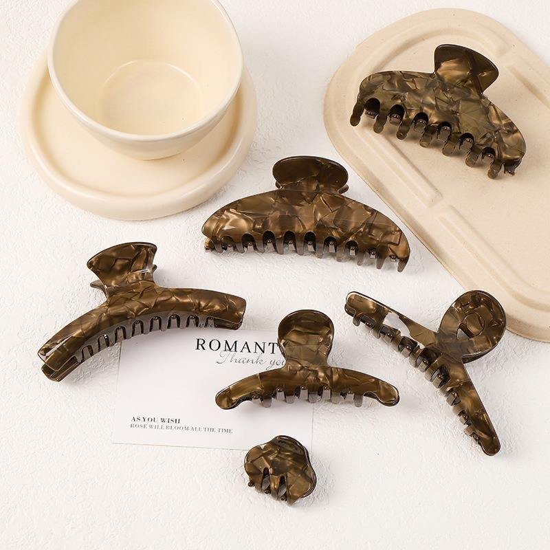 New Fashion French Wood Texture Large Hair Claws Clip for Women Girl Vintage Stylish Acetate Hair Clamp Clip Accessories Jewelry