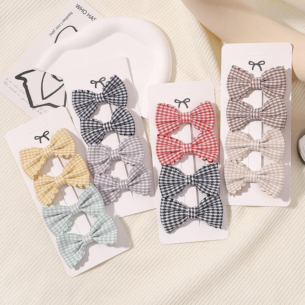 2pcs Wholesale Cute Hair Accessories Fashion Bowknot Plaid Hair Clip for Kids Barrettes Girl Baby Hair Bows Duck Pins Jewelry