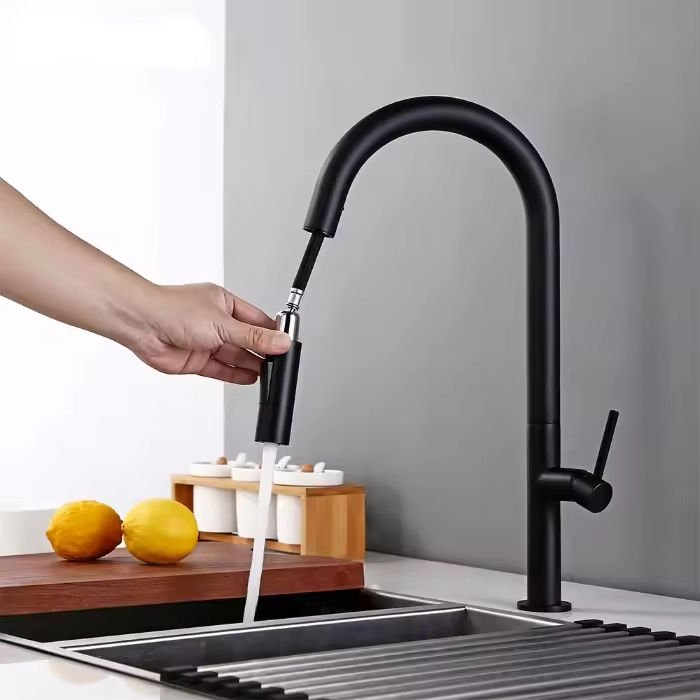 Modern Classic Single-Handle Pull-Out Kitchen Faucet 304 Stainless Steel Sink Tap Ceramic Hot Cold Water Single Hole Grifo De