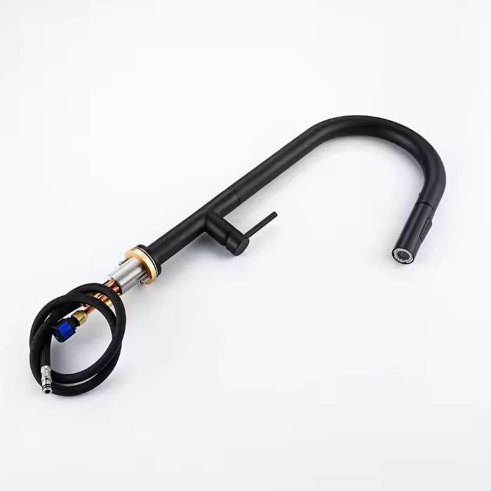 Modern Classic Single-Handle Pull-Out Kitchen Faucet 304 Stainless Steel Sink Tap Ceramic Hot Cold Water Single Hole Grifo De