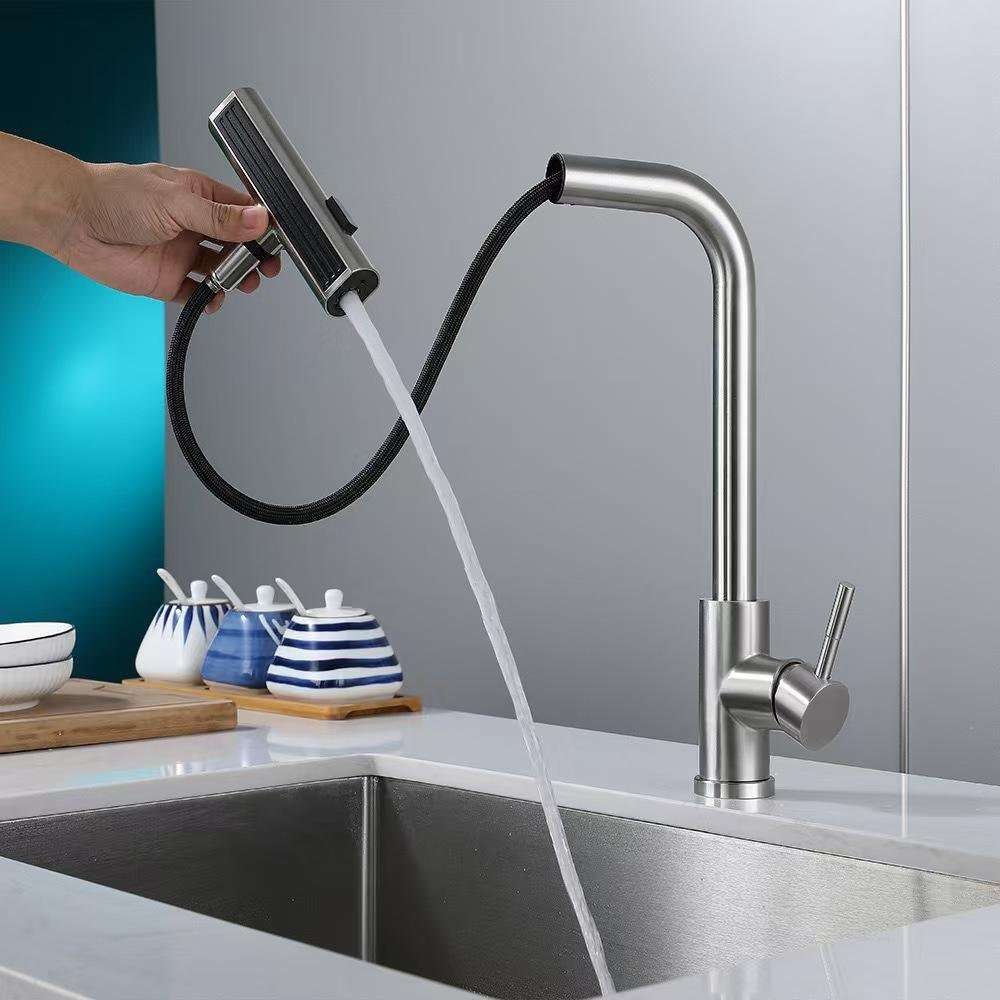 Faucet Pull-Out Hot & Cold Sink Mixer Tap for Home & Hotel Use Single Handle Flying Rain Bathroom Kitchen Faucet Deck Mounted