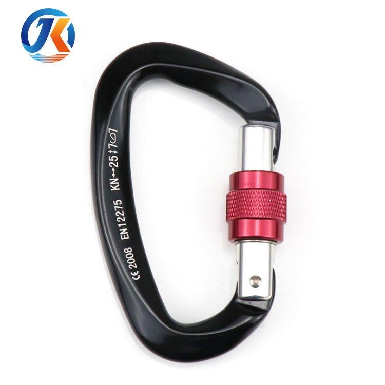 Aluminum D Shape Screw-locking 25KN Climbing Carabiner