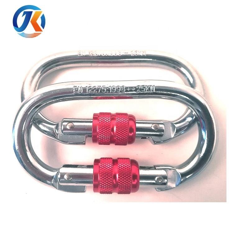 Industrial Use 25 KN Zinc Alloy Steel O Shape Screw-Locking Connectors Carabiner for Climbing Hooks for Rock Climbing & Hanging