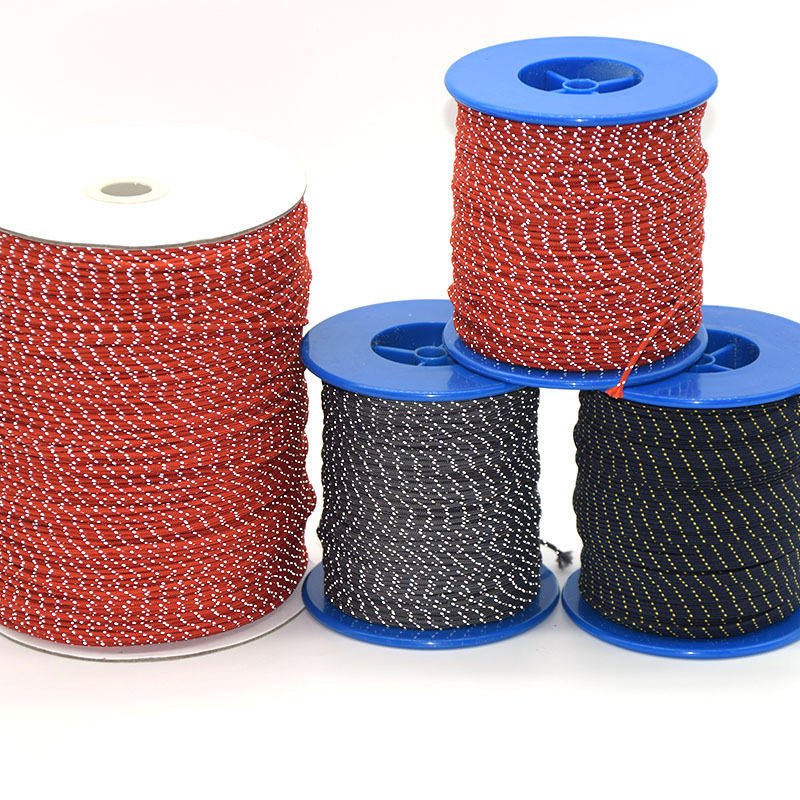 2mm Customized Color PET Braided Reflective Rope for Outdoor Tent and Parachute Use