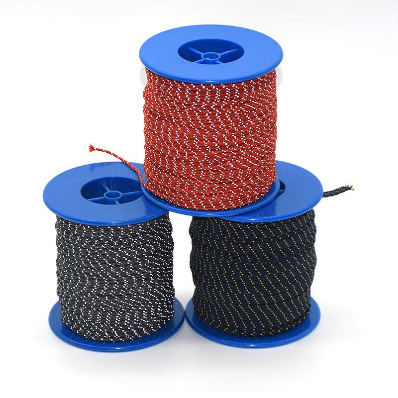 2mm Customized Color PET Braided Reflective Rope for Outdoor Tent and Parachute Use