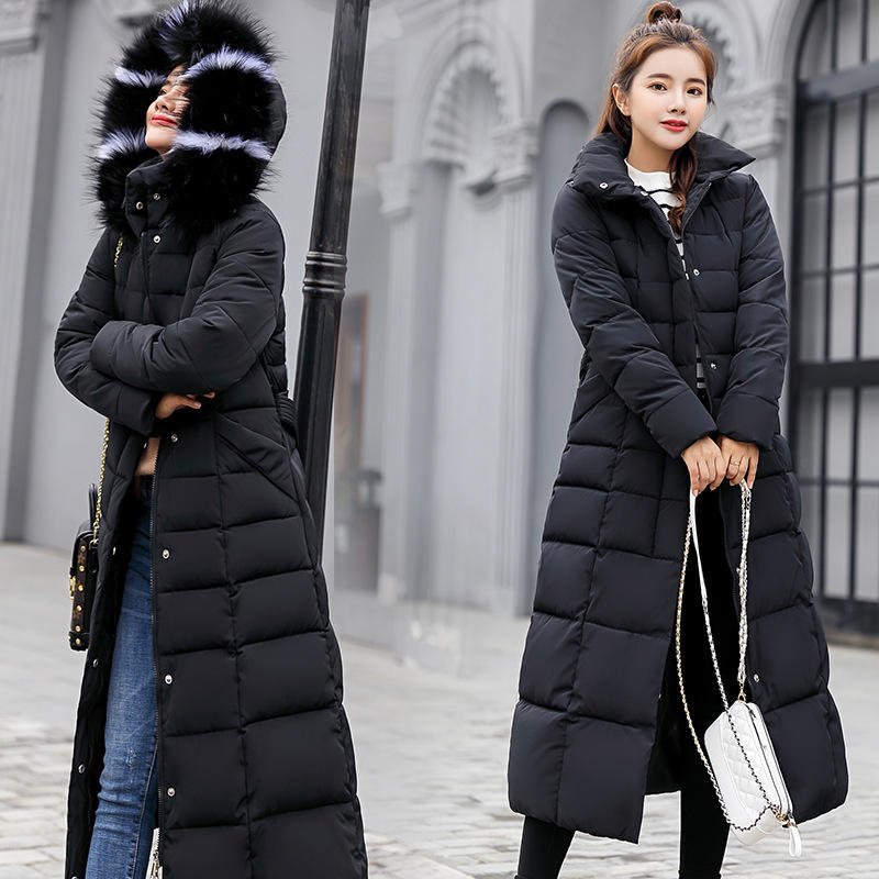 YiXin Women's Coats 2025 Plain Overcoat Thick Warm Hooded Long Winter Coat for Women Bubble Coat Women