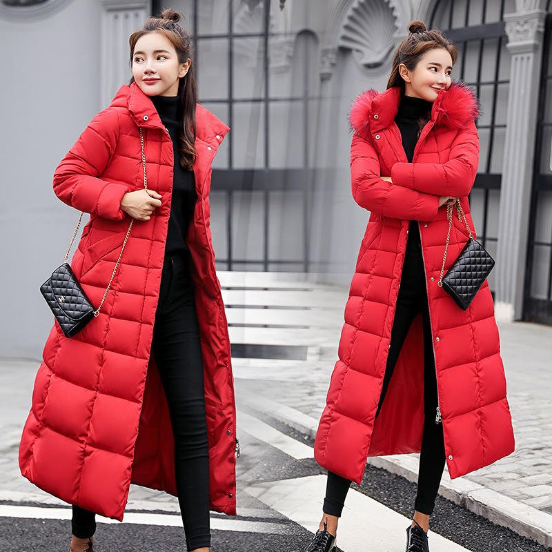 YiXin Women's Coats 2025 Plain Overcoat Thick Warm Hooded Long Winter Coat for Women Bubble Coat Women