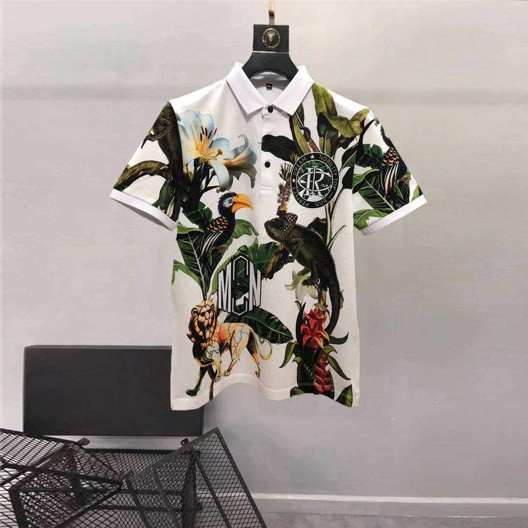 High Quality Men's American Plus Size Short Sleeve Polo Shirt Casual Sports Printed Cotton Embroidered T-Shirt