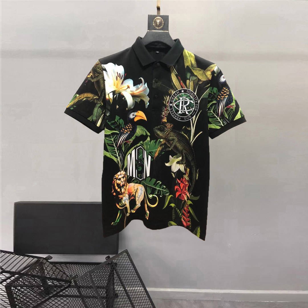 High Quality Men's American Plus Size Short Sleeve Polo Shirt Casual Sports Printed Cotton Embroidered T-Shirt