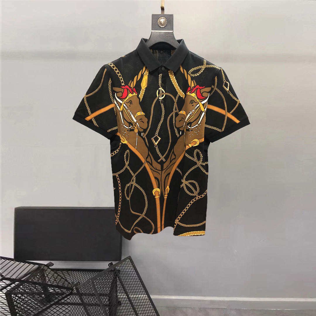 High Quality Men's American Plus Size Short Sleeve Polo Shirt Casual Sports Printed Cotton Embroidered T-Shirt