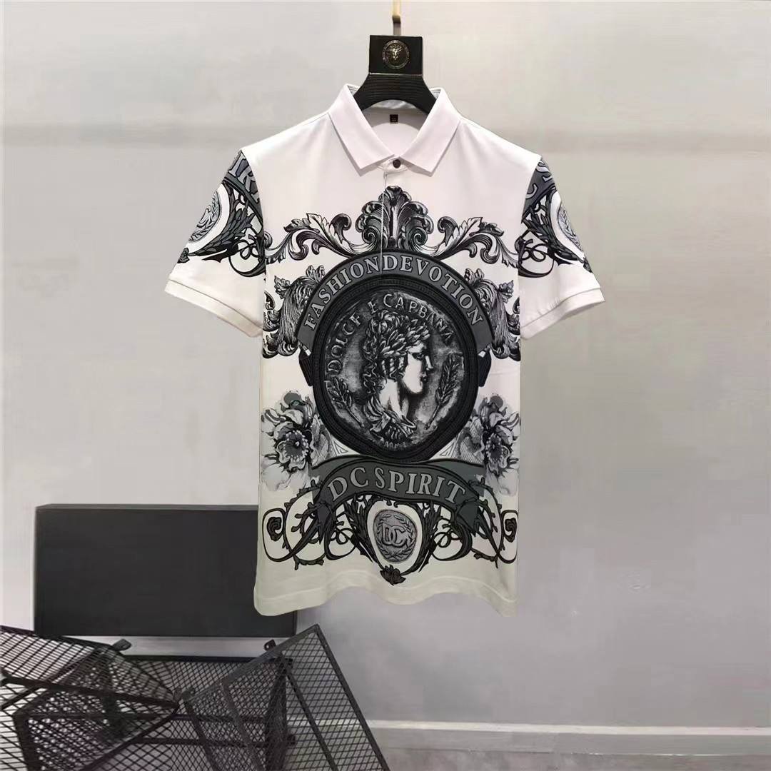 High Quality 100% Cotton Printed Embroidery Men's Clothing Casual Personality Luxury Men's Polo Shirt T-shirt