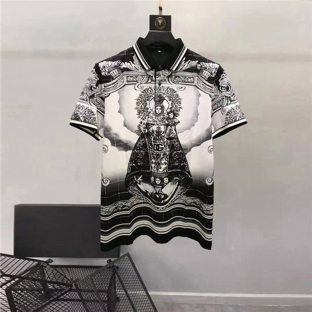 High Quality 100% Cotton Printed Embroidery Men's Clothing Casual Personality Luxury Men's Polo Shirt T-shirt