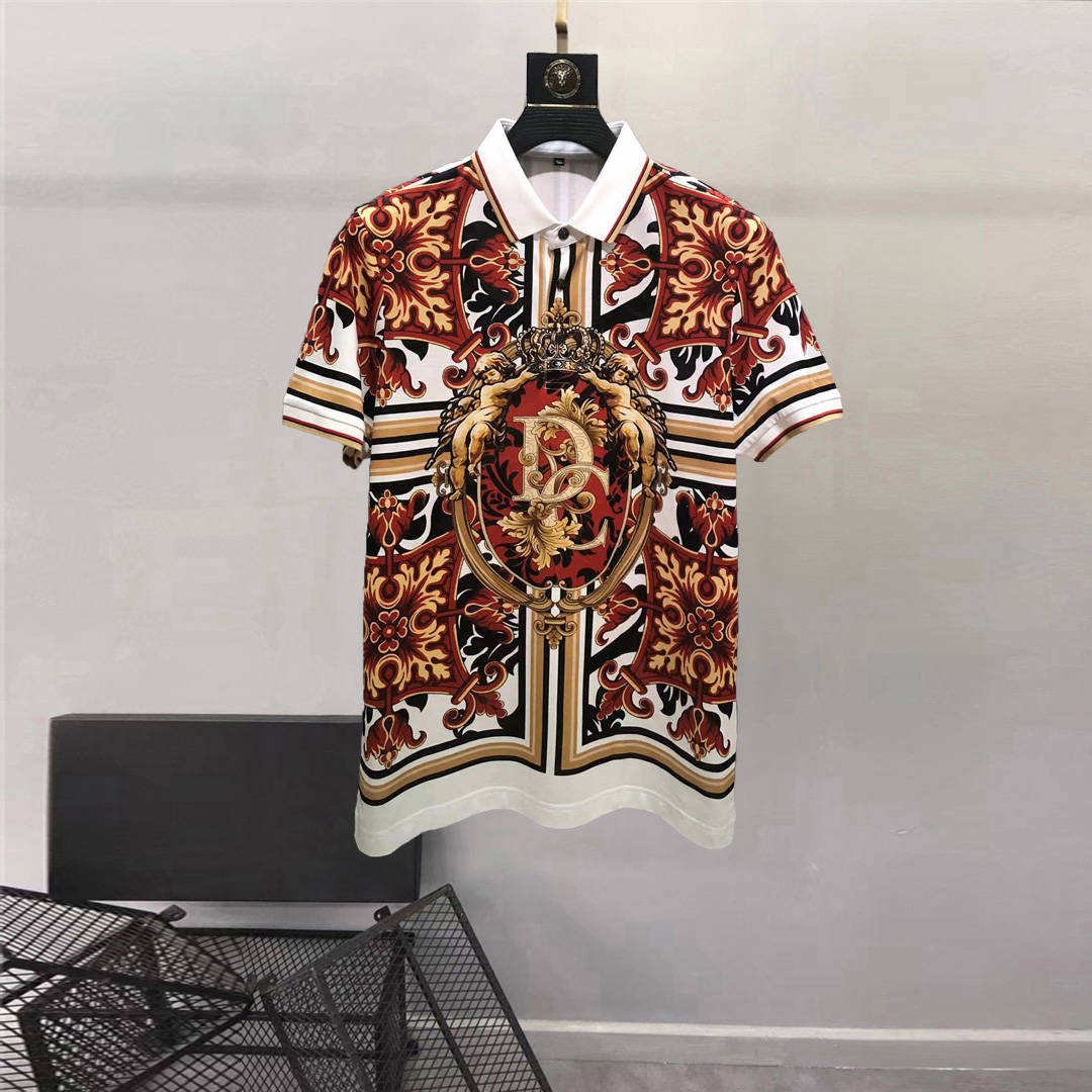 High Quality 100% Cotton Printed Embroidery Men's Clothing Casual Personality Luxury Men's Polo Shirt T-shirt