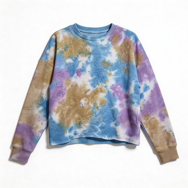Children Tie Dye Sweatshirt Geometric 100% Cotton Loose Fit Crew Neck Pullover Casual Long Sleeve Top for Spring Autumn Wear ODM