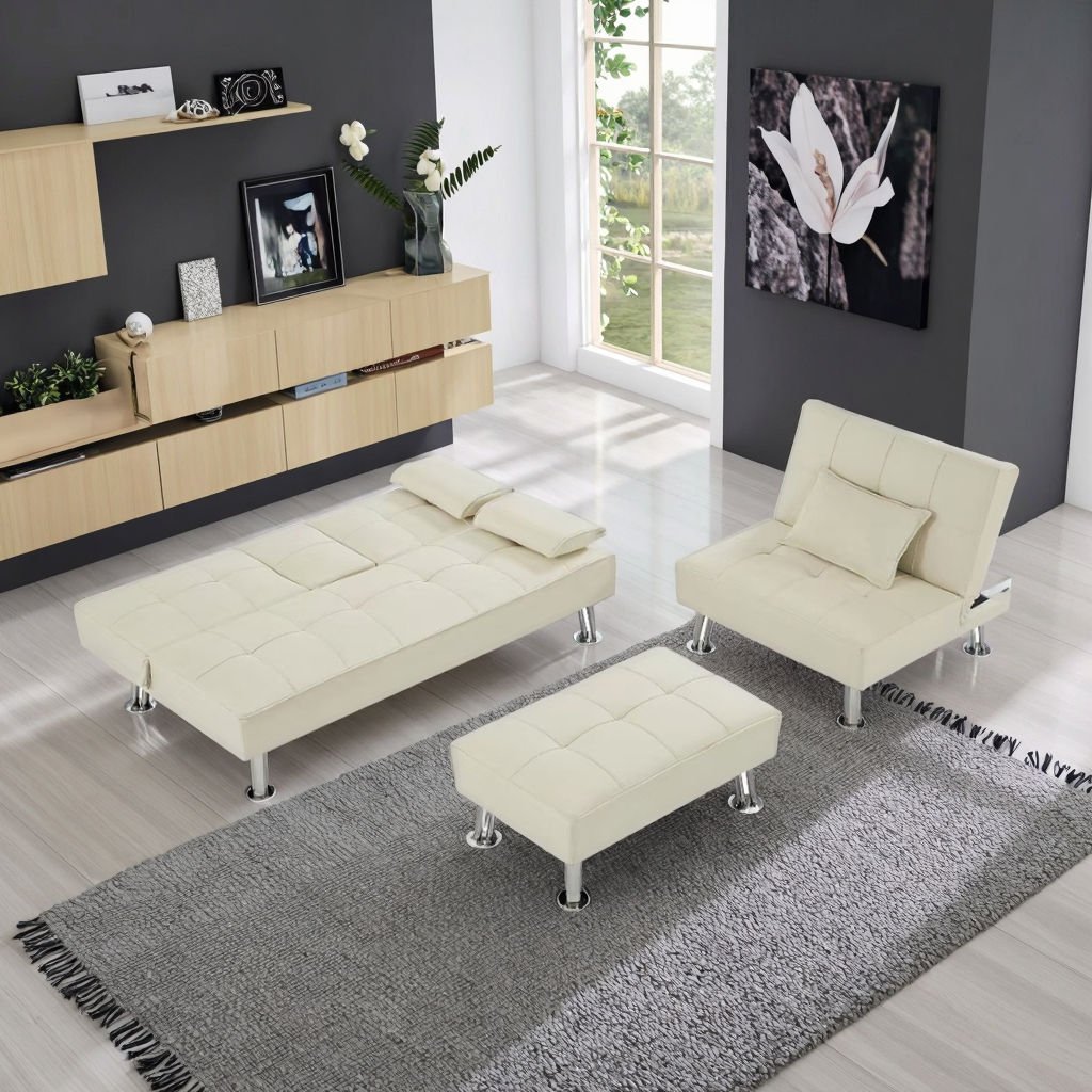 JS Hot Sale Modern Lounge Loveseat Sleeper Sofa Bed Folding Daybed 4 Seater Living Room Furniture