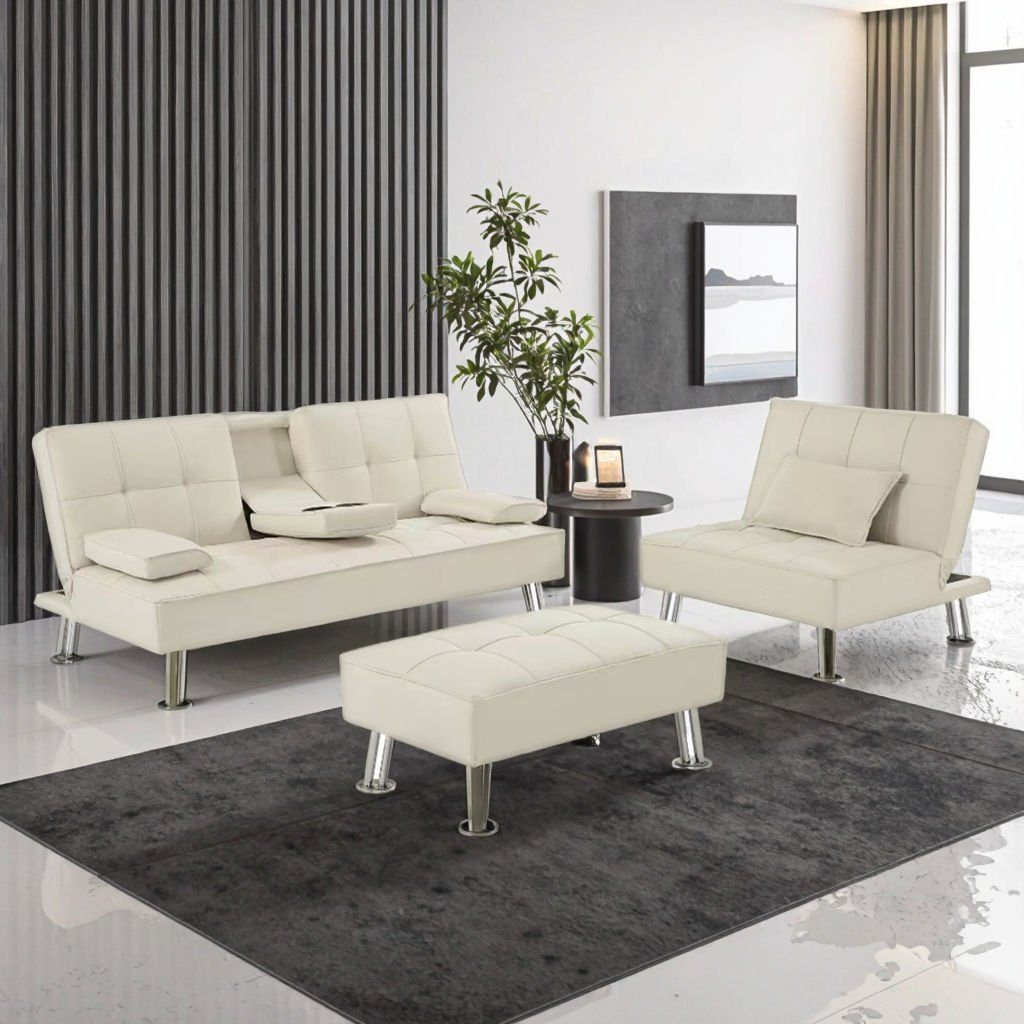 JS Hot Sale Modern Lounge Loveseat Sleeper Sofa Bed Folding Daybed 4 Seater Living Room Furniture