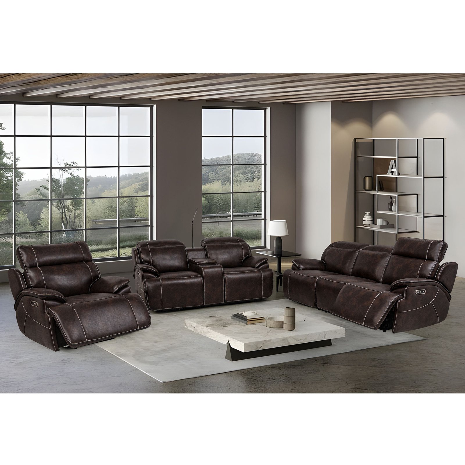 JS Relax Chair Reclining Adjustable Headrest Reading Light Power Sofa Set Living Room Furniture Function Sofa