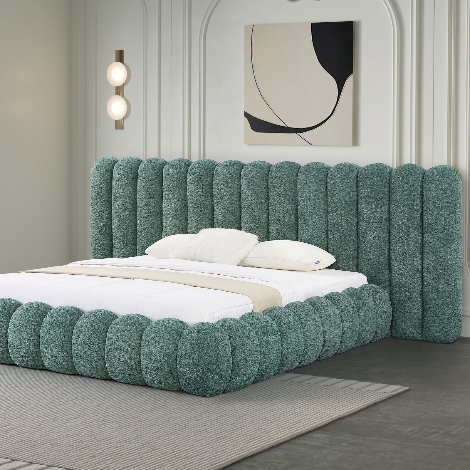 New Upholstered Beds Modern King Double Size Wood Solid Bed Frames Luxury Soft Bed Bedroom Furniture Set