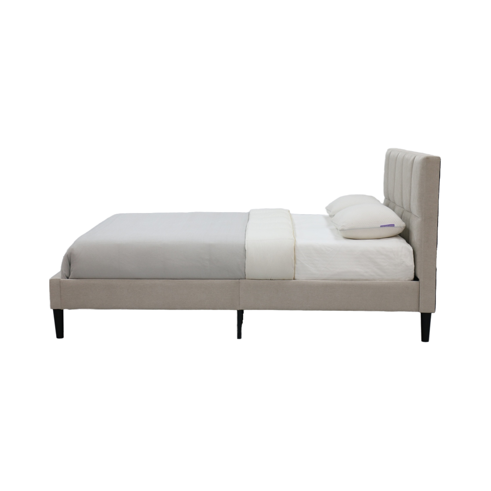 Luxury Modern Queen Size Upholstered Bed with Strong Wood Frame and Soft Headboard Durable for Home or Hotel