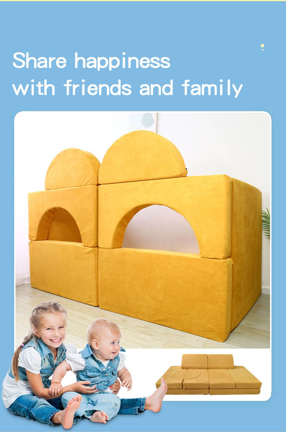 2021 Hot Selling Ready Ship 10 1 Children's Creative Fun Arch Sofa Set High Density Foam Convertible Reclining DIY Kids Play