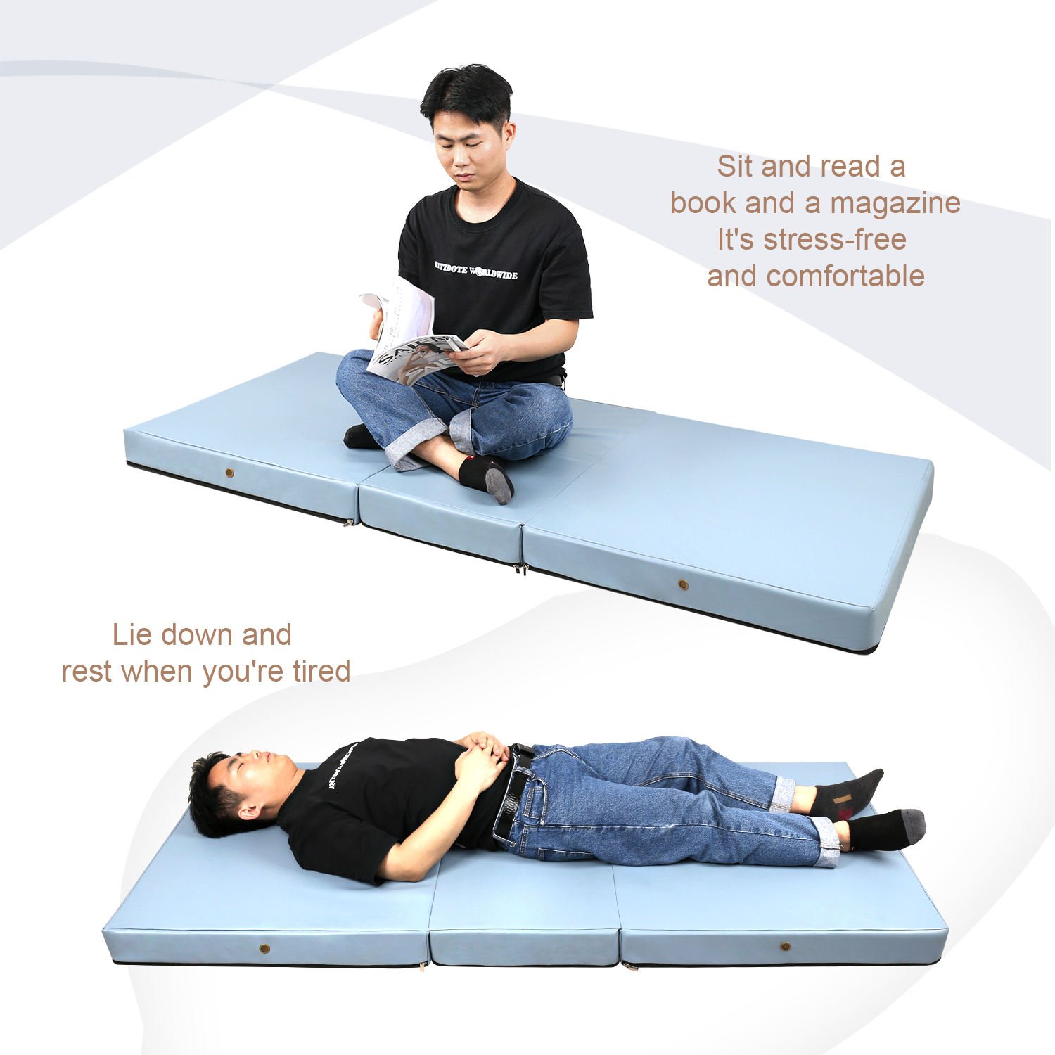 Trifold Memory Foam Orthopedic Mattress Foldable Removable Cover Non-Slip Bottom Modern Design Home Bedroom Mattress