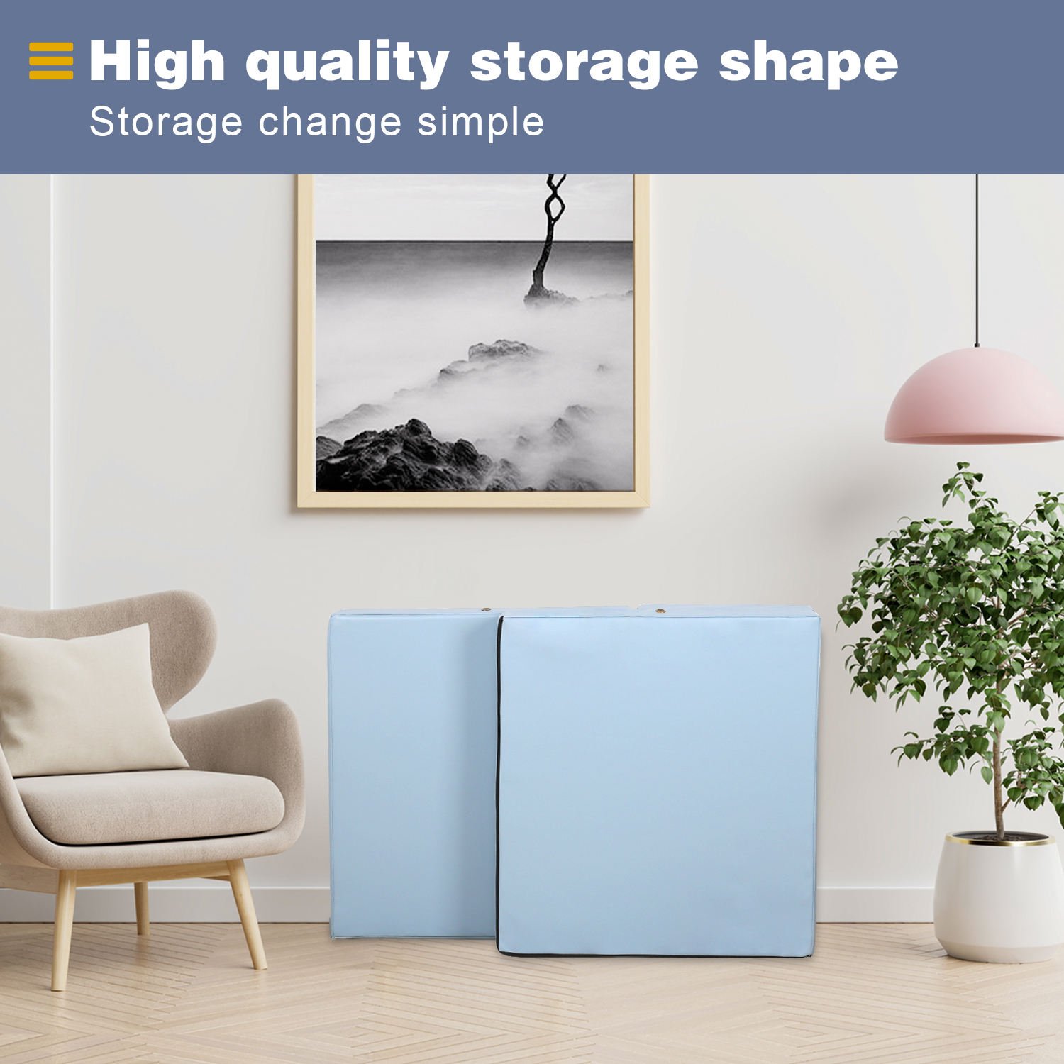 Trifold Memory Foam Orthopedic Mattress Foldable Removable Cover Non-Slip Bottom Modern Design Home Bedroom Mattress