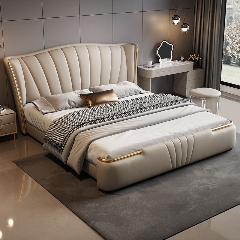 Hot Sale Popular Modern Luxury Bedroom Furniture Set Beds King Size Queen Double Leather Soft Beds for Home Bed Room Hotel