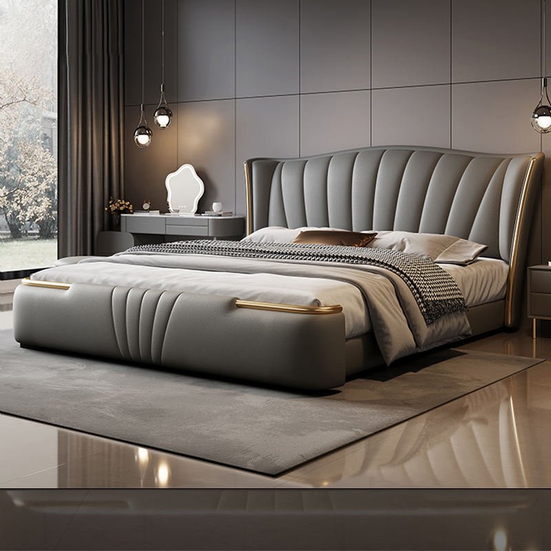 Hot Sale Popular Modern Luxury Bedroom Furniture Set Beds King Size Queen Double Leather Soft Beds for Home Bed Room Hotel
