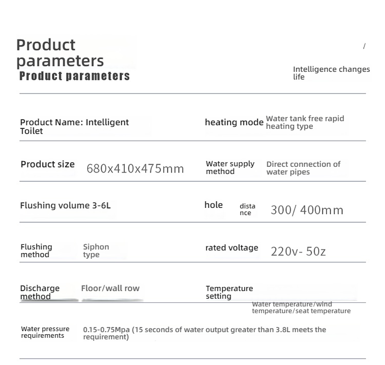 Modern Design Automatic Ceramic Smart Toilet Intelligent WC Bidet Intelligent Toilet for Bathroom