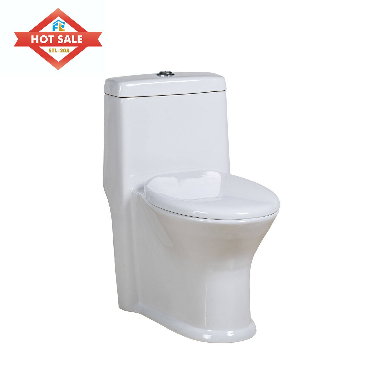 Modern 300mm Elongated One-Piece Ceramic Toilet Bowl with S Trap Water Closet for Apartment