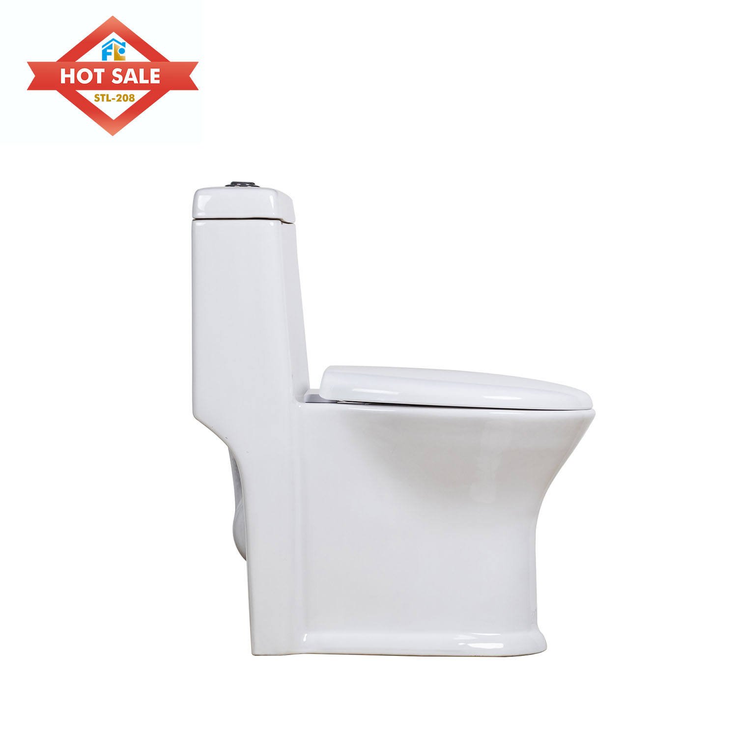 Modern 300mm Elongated One-Piece Ceramic Toilet Bowl with S Trap Water Closet for Apartment