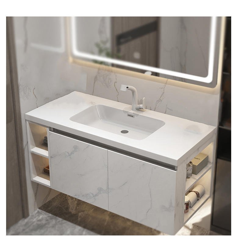 Modern European Style OEM RTA Plywood Cabinet Makeup Dressing Table with Washbasin Vanity Vietnamese Bathroom Stone Material