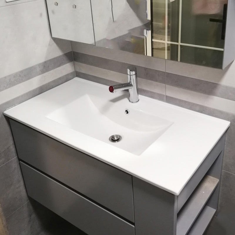 Modern European Style OEM RTA Plywood Cabinet Makeup Dressing Table with Washbasin Vanity Vietnamese Bathroom Stone Material