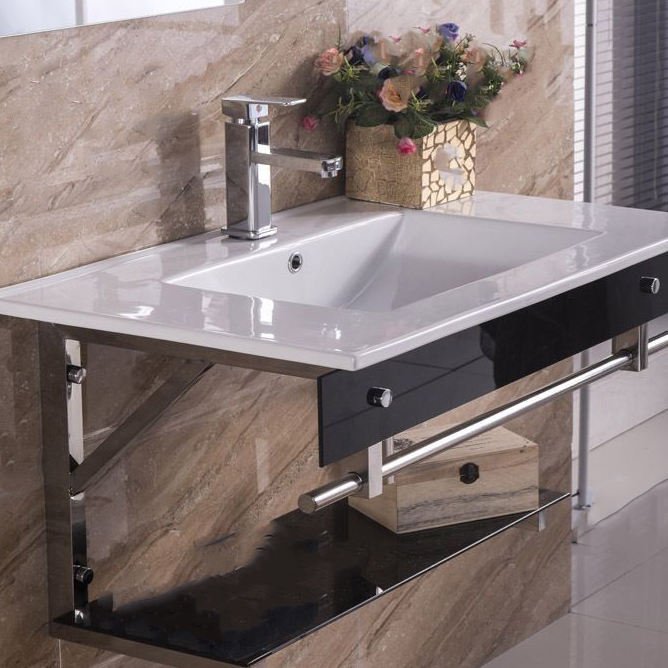 Modern Square Basin Storage Cabinet Bathroom Hand Wash Sink Counter Custom LLaves Para Lavabo Shower Rooms Ceramic Stone