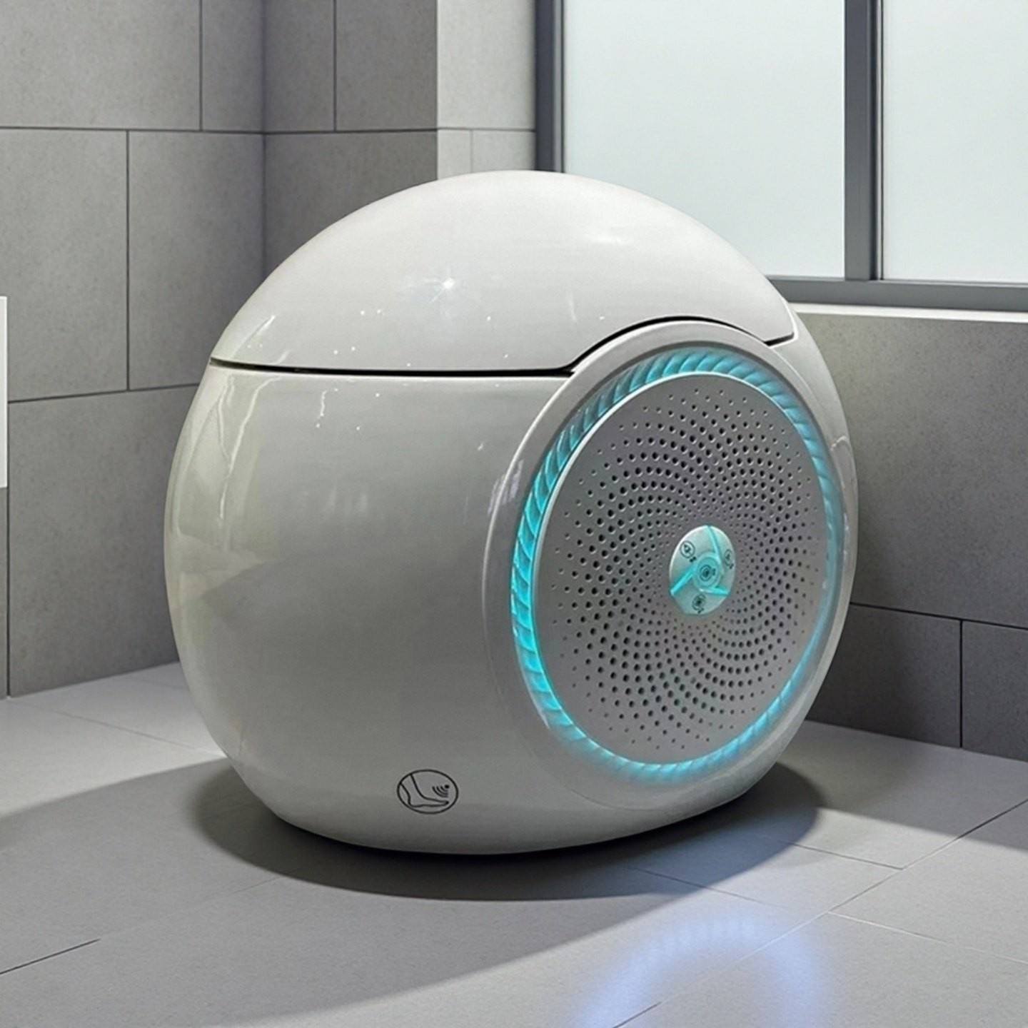 New Trend Creative Egg Shape Intelligent Floor Mounted Water Closet Bathroom Blue Speakers Ceramic Colorful Smart Toilet Commode