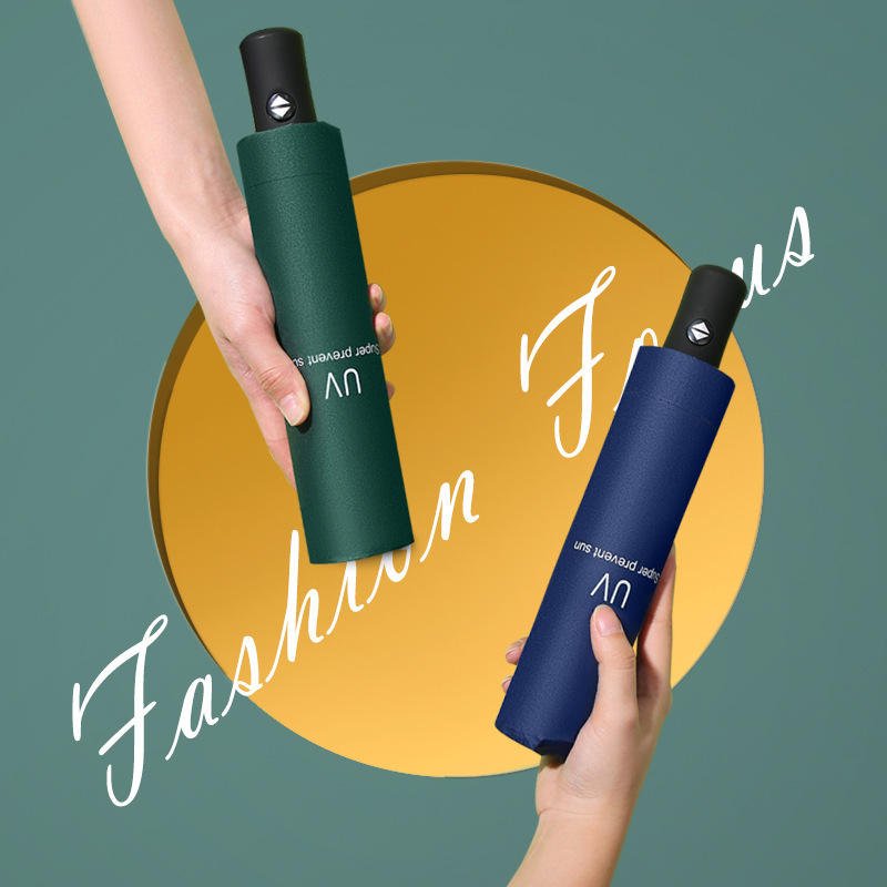 Small 3-folding Uv Automatic Umbrella for Rain Windproof Sun Parasol Umbrella Custom Umbrella With logo Prints