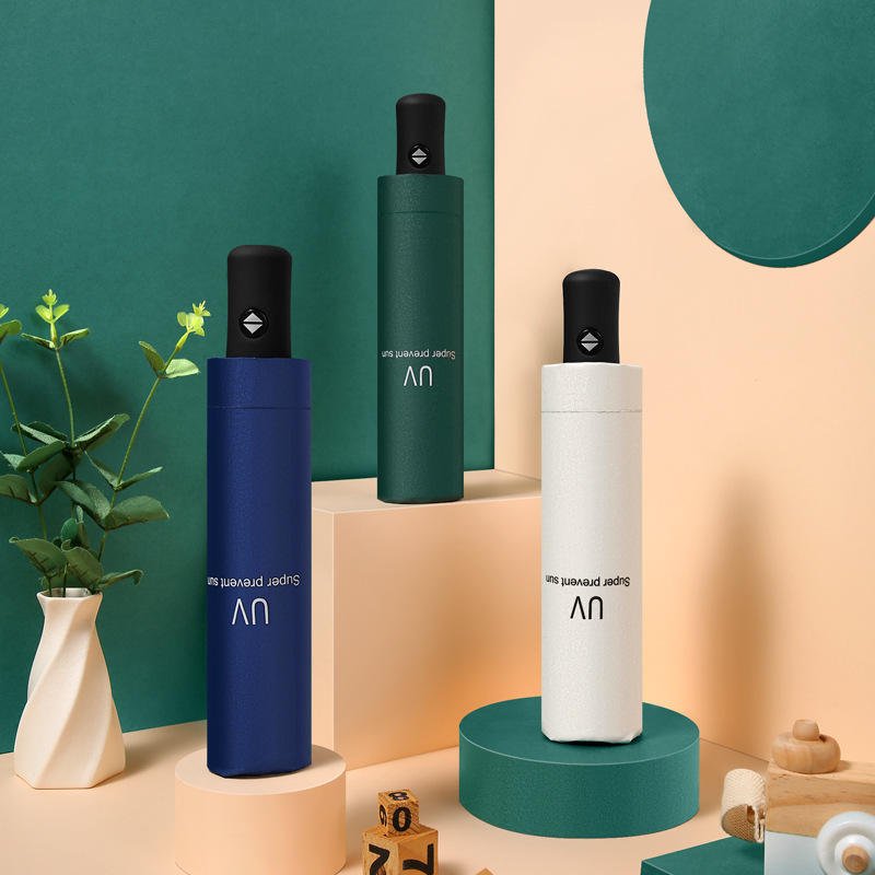 Small 3-folding Uv Automatic Umbrella for Rain Windproof Sun Parasol Umbrella Custom Umbrella With logo Prints