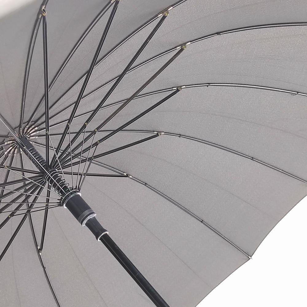 Bamboo Umbrella Long Classic 27-Inch 16-Ribs Stormproof Stick Bamboo Handle Straight Umbrella PFOA-Free RPET Fabric Umbrella