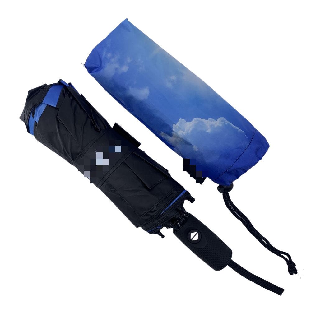 Business Double-Layer Air Vent Umbrella Blue Sky Full-Printed Silkscreen Technique Custom Metal Frame Plastic Handle for Adults
