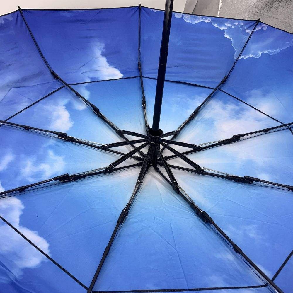 Business Double-Layer Air Vent Umbrella Blue Sky Full-Printed Silkscreen Technique Custom Metal Frame Plastic Handle for Adults