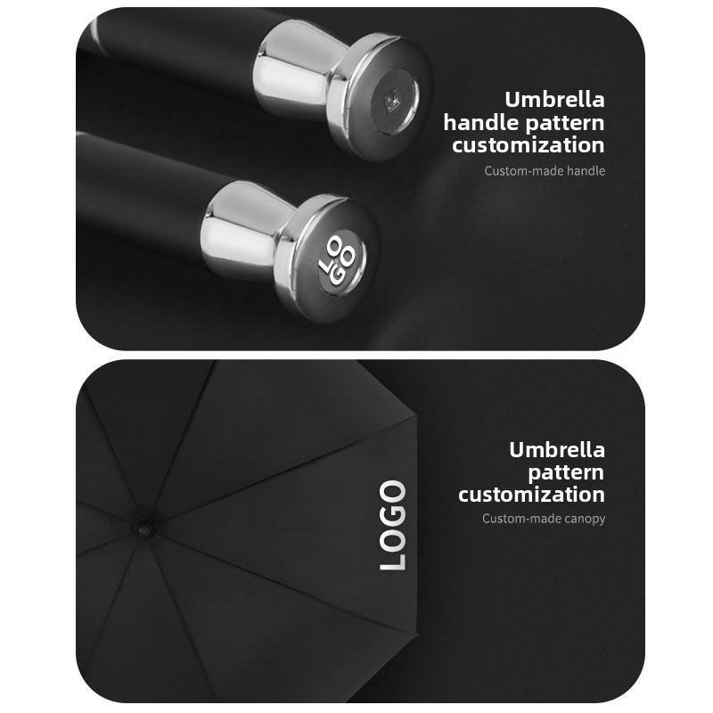 8-Bone Long-Handled Automatic Business Advertising Umbrella Customizable Logo Rain Shine Feature Gift Wholesale Available