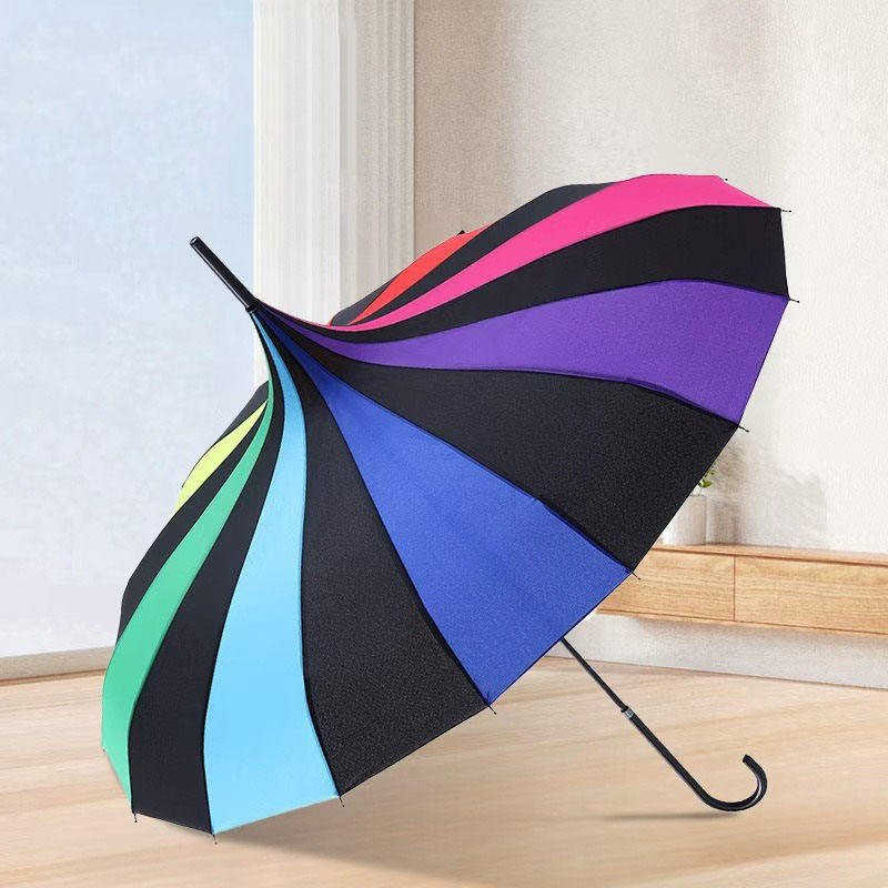 Large Durable Classic Travel Golf Pagoda 55cm 16K Panels Steel Ribs PU Curve Handle Manual Umbrella with Straight Pattern