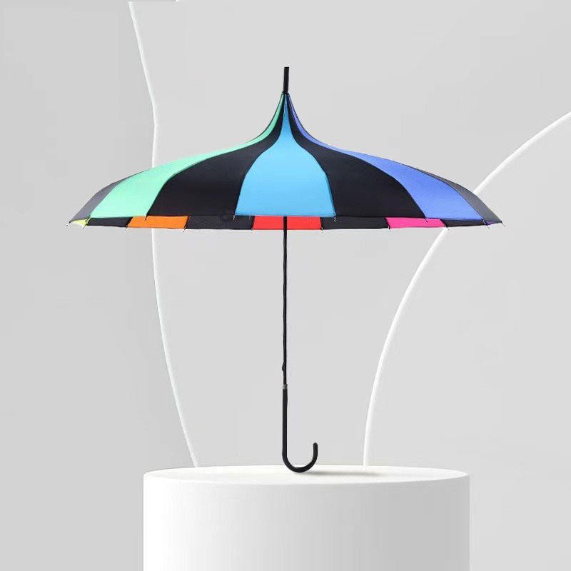 Large Durable Classic Travel Golf Pagoda 55cm 16K Panels Steel Ribs PU Curve Handle Manual Umbrella with Straight Pattern