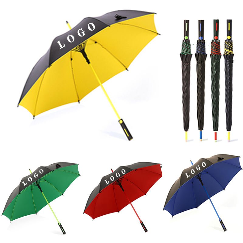Umbrella Manufacturer High Quality Durable Windproof Double Layer Semi Automatic Fiber Black Yellow Golf Umbrellas With Logo