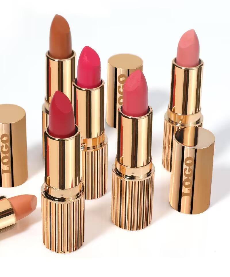 Long Lasting Vegan Moisturizing Velvet Matte Lipstick Private Label Waterproof Custom Luxury Fashion Rose Golden Tube