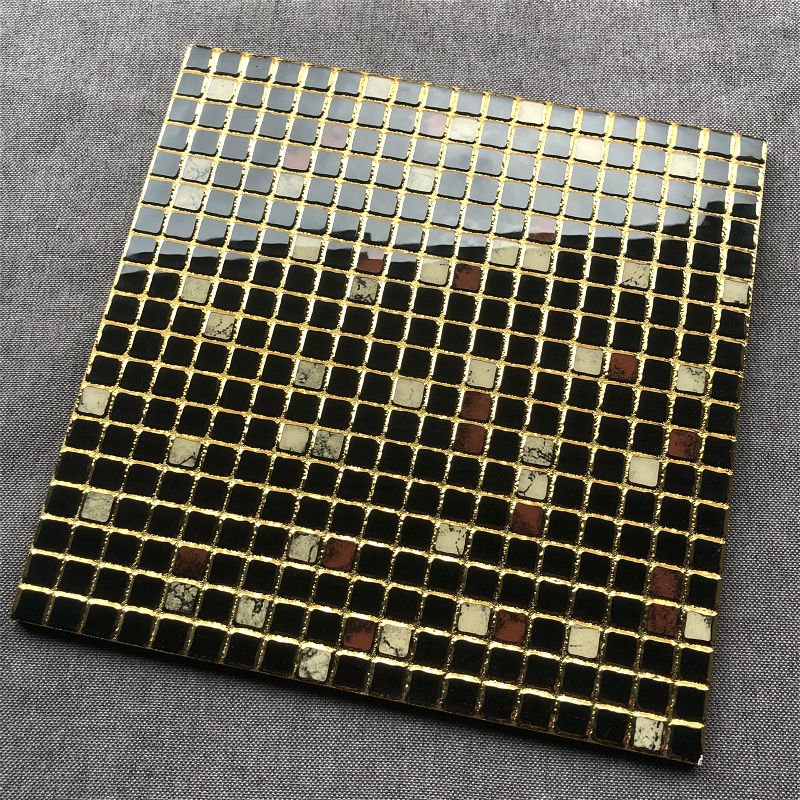 Modern Non-Slip 300x 300 Plaid Crystal Brick Mosaic Black Silver Plate Brick Parquet for Kitchen Shower Room for Interior Walls