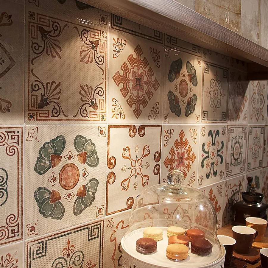 Chinese Style Vintage Pattern Ceramic Rustic Interior Tiles