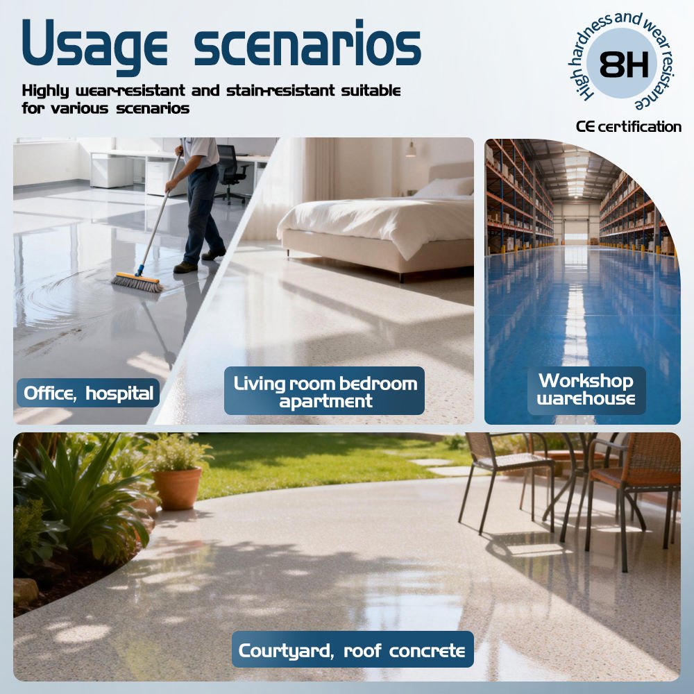 High-gloss Marble Industrial Household Interior and Exterior Epoxy Colored Sand Self-leveling Floor Paint and Coating Materials