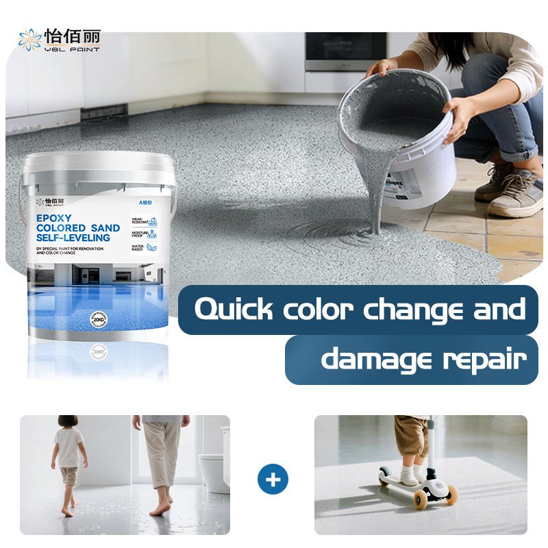 High-gloss Marble Industrial Household Interior and Exterior Epoxy Colored Sand Self-leveling Floor Paint and Coating Materials