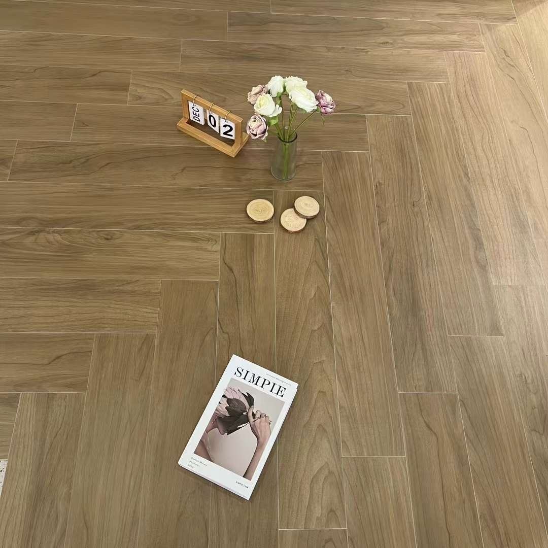Ceramic Solid Like Wood Texture Non-Slip Floor Tiles 150X900mm Modern Design for Home & Hotel Use